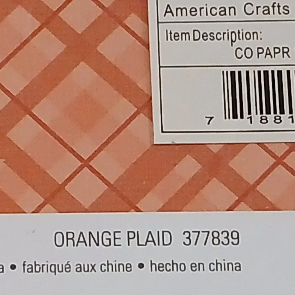 American Crafts Core Basics - Orange Plaid 12x12 Paper (12pack)